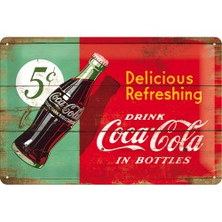 Placa metalica - Coca Cola - Delicious Green - 10x14 cm